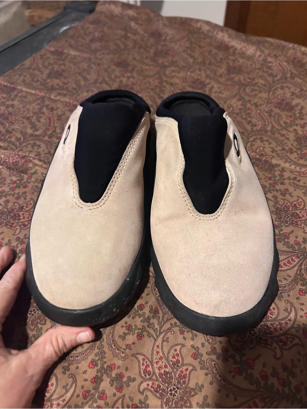 50%offw❤️VINTAGE Oakley Shoes Womens 8 Tan Leather Slip On Mule Logo Y2K Casual - Picture 3 of 6